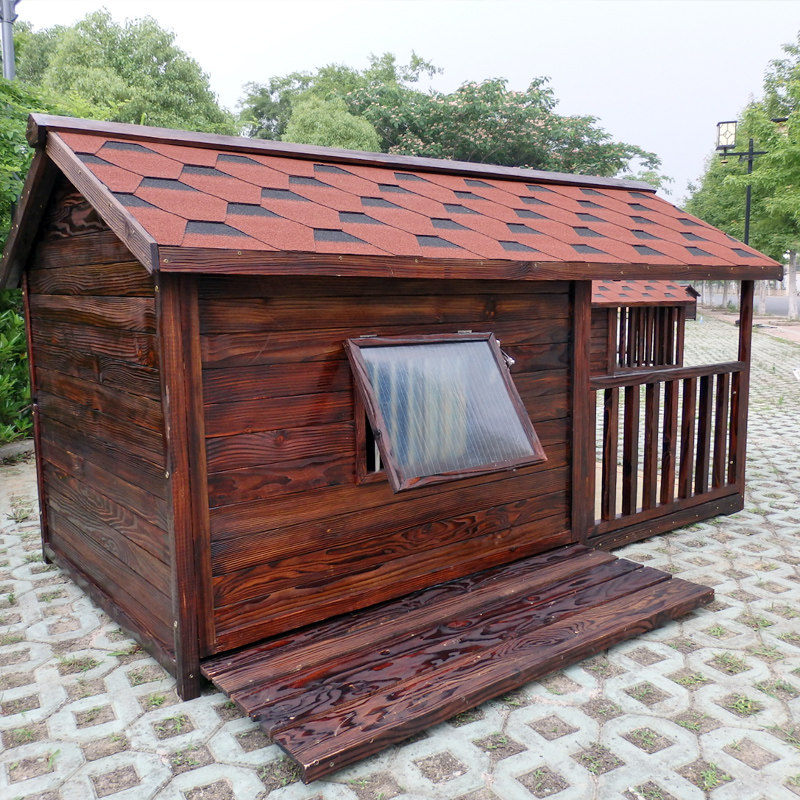 包邮狗窝四季可清洗实木带棚宠物房防水木屋大型犬狗舍金毛狗房子