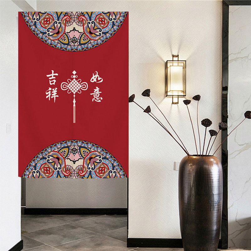 中式门帘隔断帘卧室福字房间玄关大门厕所卫生间结婚红色布帘家用