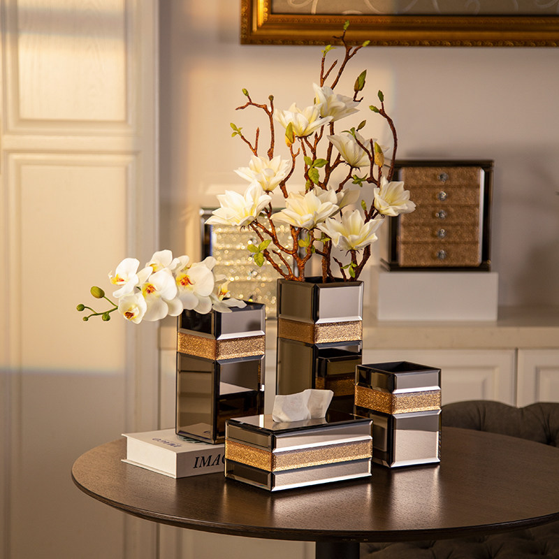 KP花瓶摆件客厅餐桌插花轻奢玻璃干花花器高级感鲜花水培网红水养