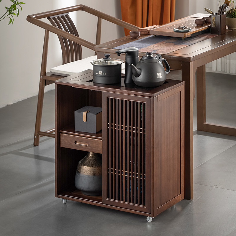 新中式实木茶水柜办公客厅家用移动茶台小茶桌茶车茶几烧水壶一体