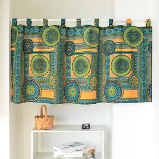 半遮光复古装 日式 饰短帘厨房隔断帘门帘简易穿杆帘飘窗阳台半帘