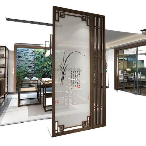 新中式实木入户遮挡屏风隔断客厅家用装饰玄关供桌条案台简约现代