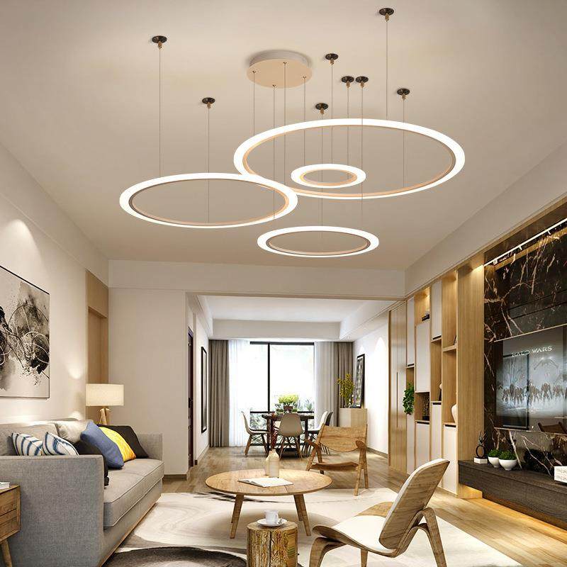 后现代简约客厅吊灯圆形环形灯创意餐吊灯饭厅咖啡厅办公室灯具