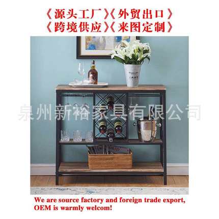 美式铁艺loft复古餐车实木可移动手推车酒水车多功能置物红酒架