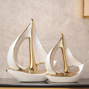 一帆风顺帆船酒柜摆件套装轻奢风高档家居客厅电视柜办公室装饰品
