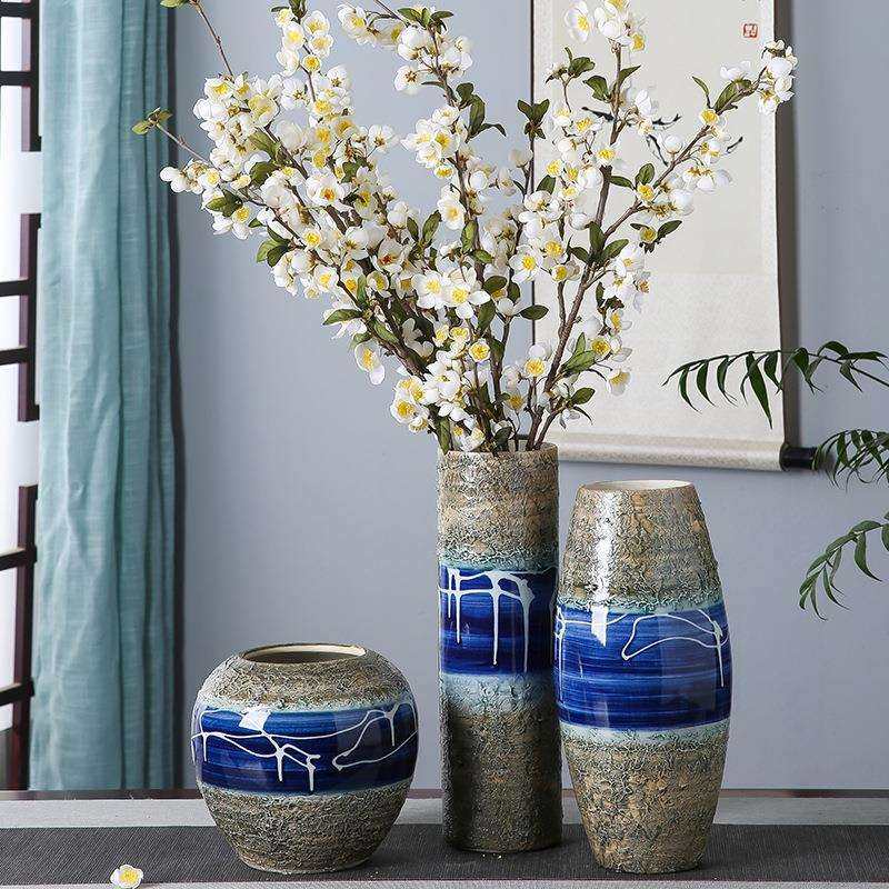 新中式青花瓷复古手工陶瓷花瓶摆件插花装修台面软装样板房装饰品,3C数码配件,USB灯,淘宝优惠券,粉丝福利购,淘宝优惠卷