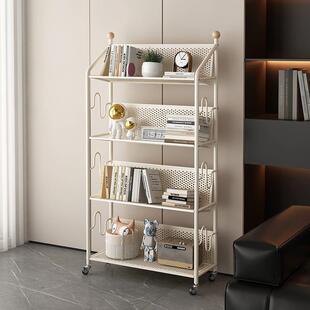 移动书架铁艺落地置物架客厅简易家用多层儿童带轮书柜绘本收纳架