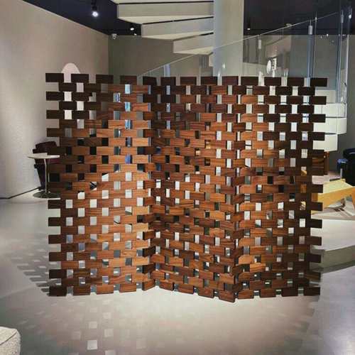 原实木折叠积木屏风隔断玄关艺术北欧日式创意现代可移动曲面弧度