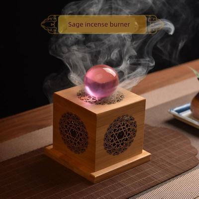 【旗舰店正品】白鼠尾草净化盒水晶消磁圣木器皿水晶炉盘香炉竹木