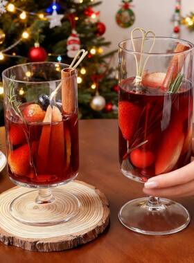 微醺热红酒杯高级感鸡尾酒杯直筒高脚杯香槟葡萄酒杯高颜值玻璃杯