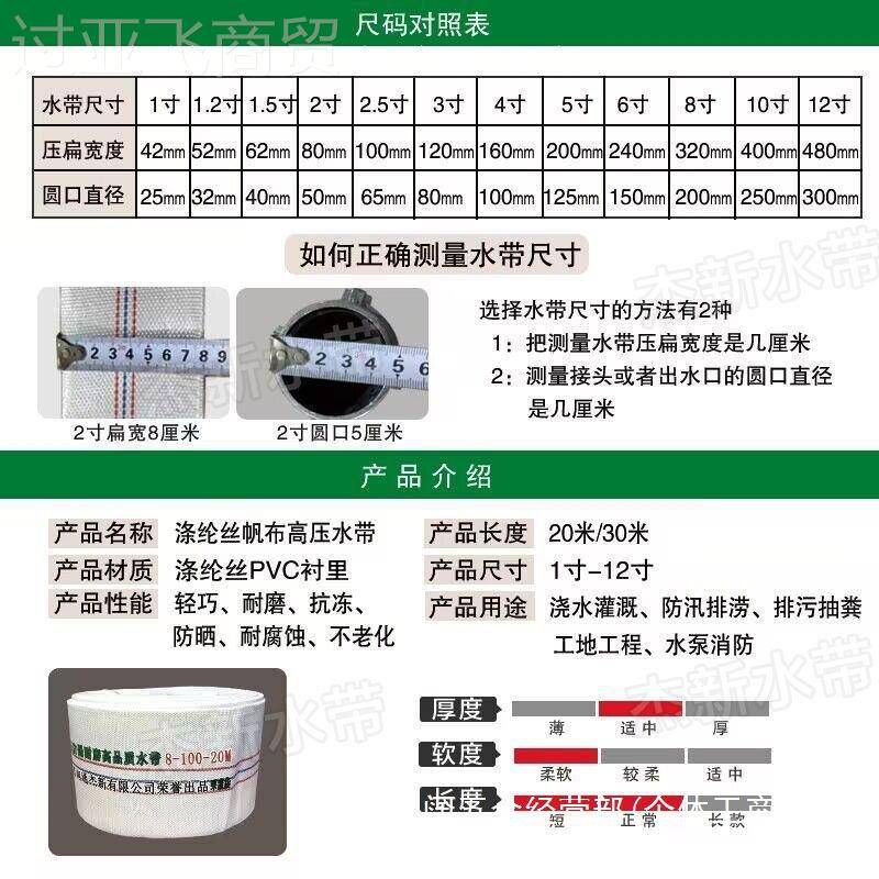 农用消防带1寸寸1.5寸2TAT寸3寸45寸6寸8有衬寸里帆布水水管高压