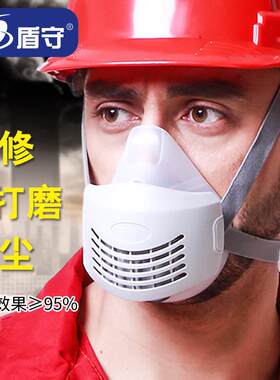 盾守1020硅胶防尘面具防工业粉尘煤矿水泥装修喷漆KN95防尘半面罩