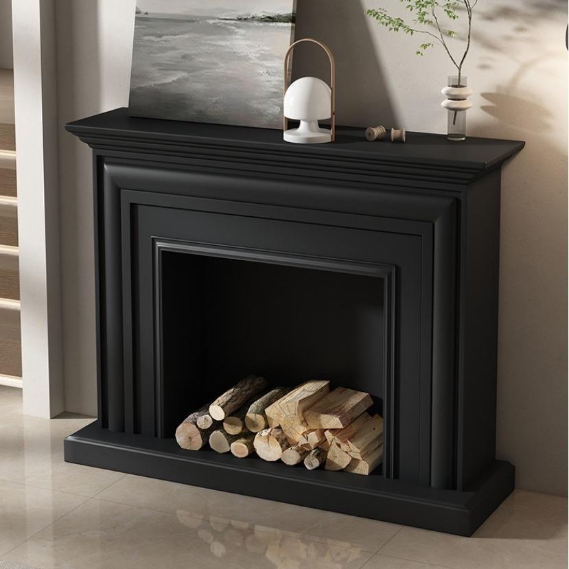 现代简约客厅壁炉装饰柜意式极简壁炉架黑色墙边置物架墙边柜