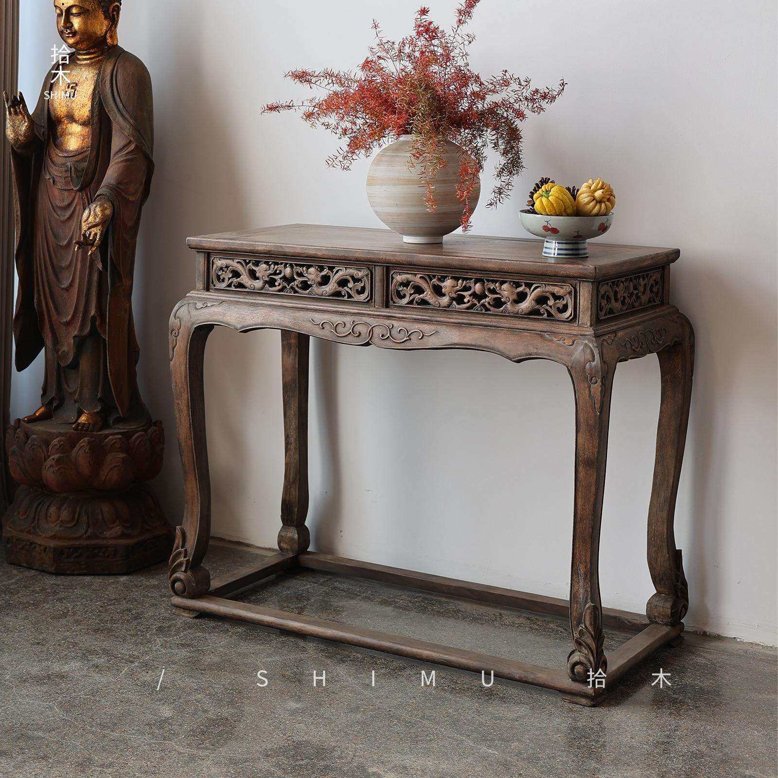 拾木|玄关台小案几条案花几边几置物台实木中式仿古明清古典复古