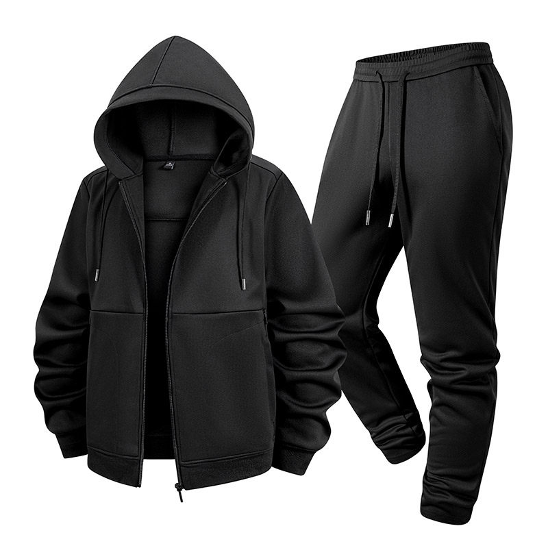 新款休闲套装男拉链卫衣大码两件套男士春秋薄款开衫中老年运动服