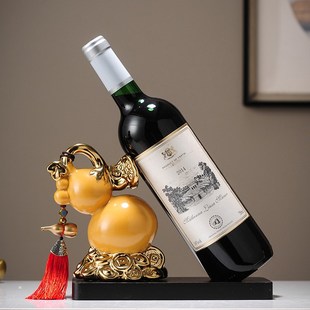 饰摆件创意家居好物陶瓷工艺品 现代客厅屏风酒柜招财葫芦红酒架装