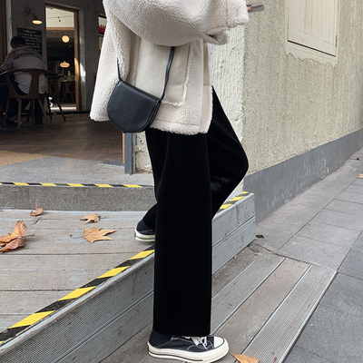 三百斤大码女春装灯芯绒女裤加绒加厚九分直筒阔腿裤梨形身材裤子