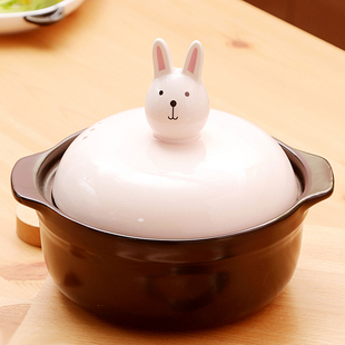 小砂锅家用一人食干烧不裂婴儿童宝宝白色辅食可爱韩式炖锅陶土