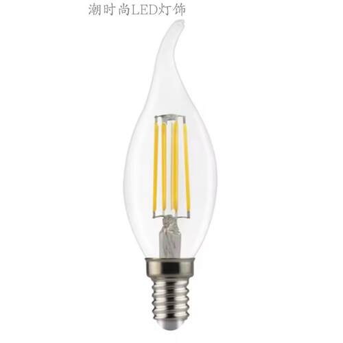 LED灯丝灯蜡烛灯C35尖泡拉尾E14E12口220V110V调光复古灯泡2W4W6W