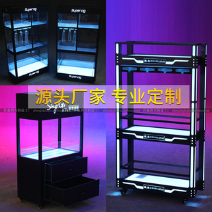 酒吧KTV发光酒柜黑桃A红酒啤酒LED移动香槟柜洋酒底座展示柜 酒架