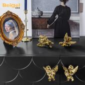 拉手黄铜天使橱柜把手衣柜抽屉小金色轻奢纯铜门法式 柜门创意铜全