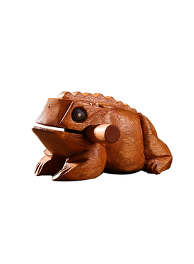 泰国招财蛙发声实木青蛙木蛤蟆蟾蜍木鱼木雕刻diy摆件木蛙木工艺