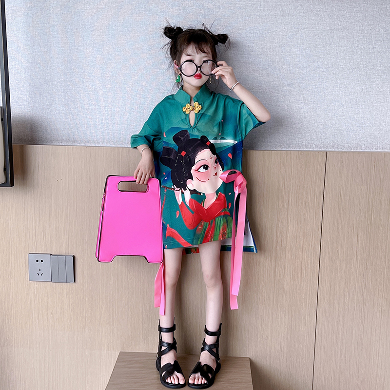 女童旗袍国风连衣裙2022新款儿童装裙子夏季薄款洋气表演服公主裙