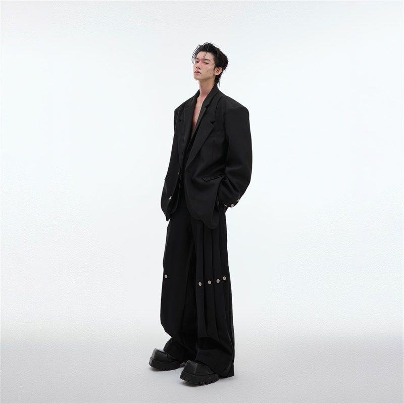 ArguE小众解构肌理垫肩西装外套双层领设计西服套装宽松垂感长裤,男装,休闲西服,淘宝优惠券,粉丝福利购,淘宝优惠卷