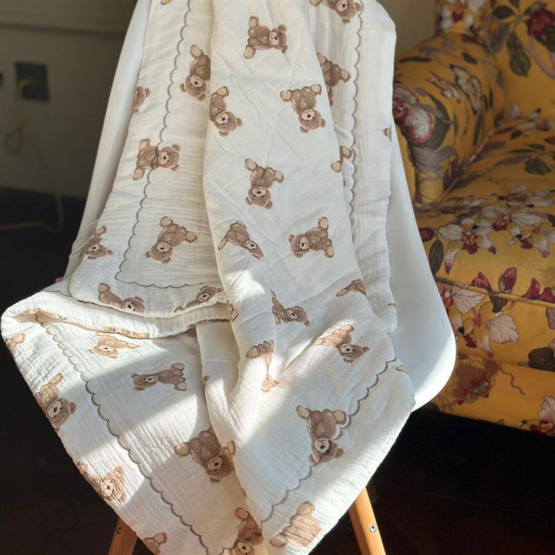 婴儿棉花被子新生儿童春秋冬纯棉花盖被四季通用薄棉夏被可水洗被