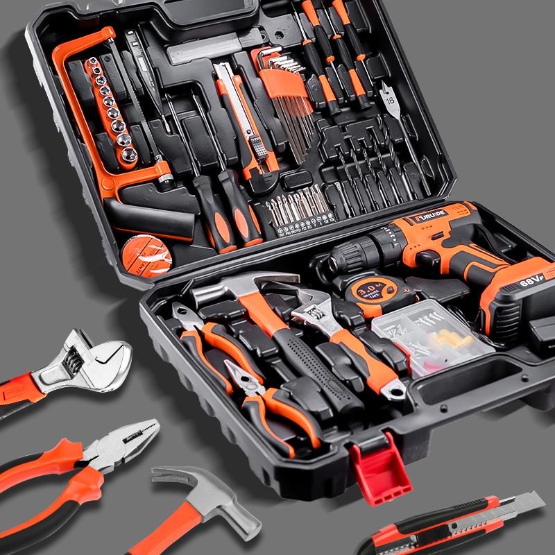 日常家用电钻电动工具套装五金电工木工专用维修多功能工具箱大全