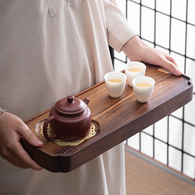 胡桃木排水式实木茶盘家用阳台小型新中式干泡台茶托现代简约茶台