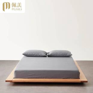 60s贡缎长绒棉单件床笠三件套简约条纹北欧纯棉床罩全棉防滑床套