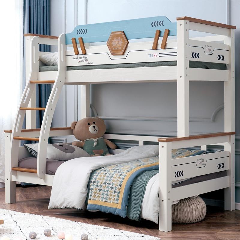 两层全实木子母床儿童床双层上下铺青少年多功能小户型高低床彩色
