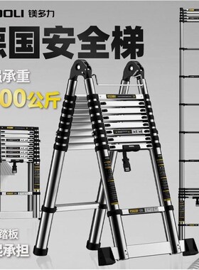 德国进口不锈钢直梯特厚伸缩梯家用可折叠升降梯子加厚多功能梯便
