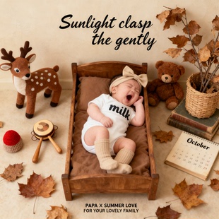 新生婴儿满月百天摄影创意写真0-3周岁男女宝宝电子照片ai精修图