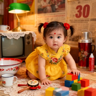 新生婴儿满月百天摄影创意写真0-3周岁男女宝宝电子照片ai精修图