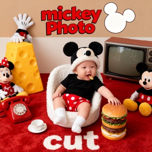 新生婴儿满月百天摄影创意写真0-3周岁男女宝宝电子照片ai精修图