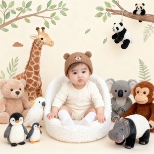 新生婴儿满月百天摄影创意写真0-3周岁男女宝宝电子照片ai精修图