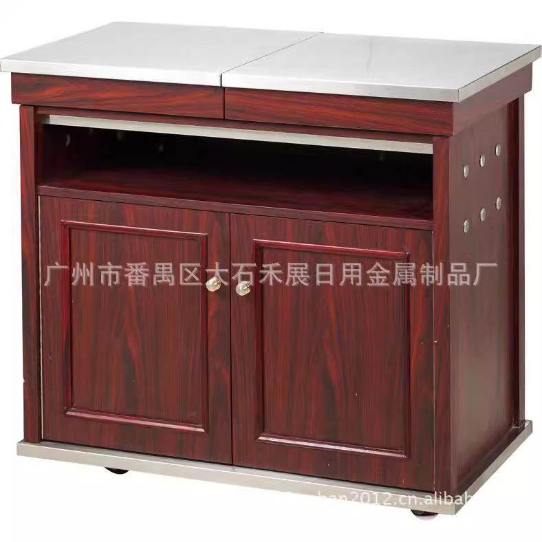 酒店木质煮餐车流动煮餐车拉合式煮餐车可移动实木不锈钢手推餐车