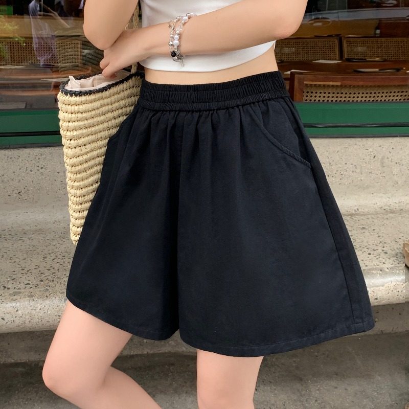 大码女装黑色休闲裤女2025新款夏季薄款裤子胖MM高腰显瘦A字短裤