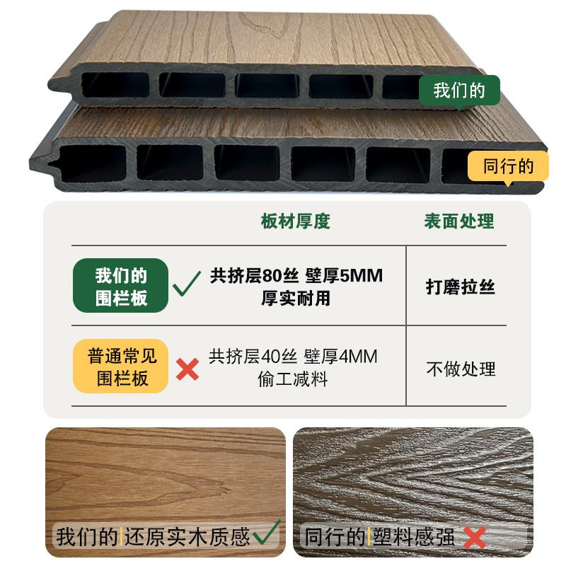 三代共挤塑木围栏护栏户外庭院门防腐木塑栅栏室外花园铝合金护栏