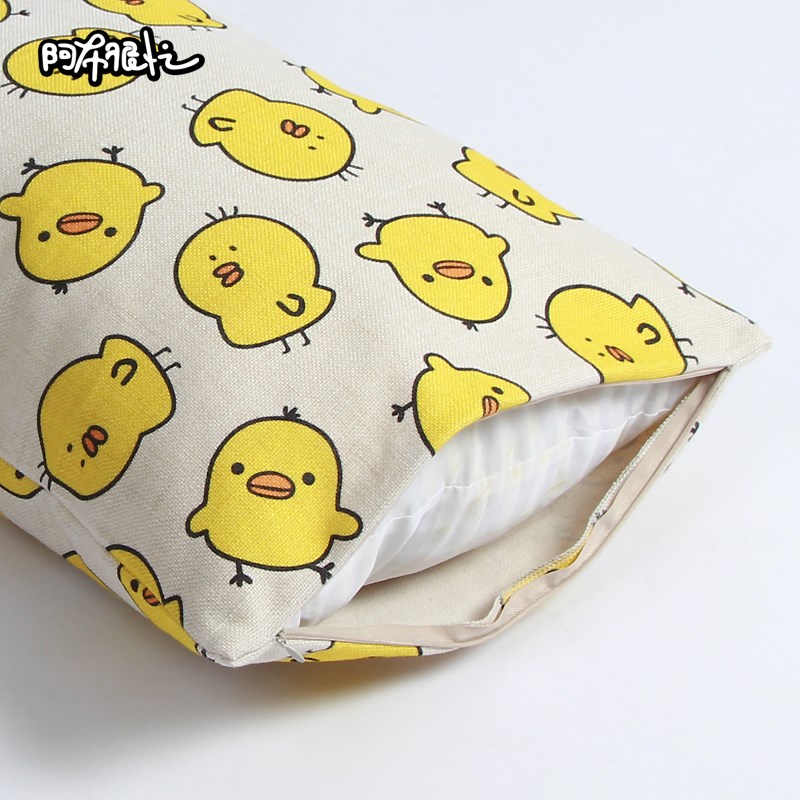 阿布很忙 可爱小黄鸡卡通棉麻长方形抱枕汽车腰枕沙发靠垫靠背