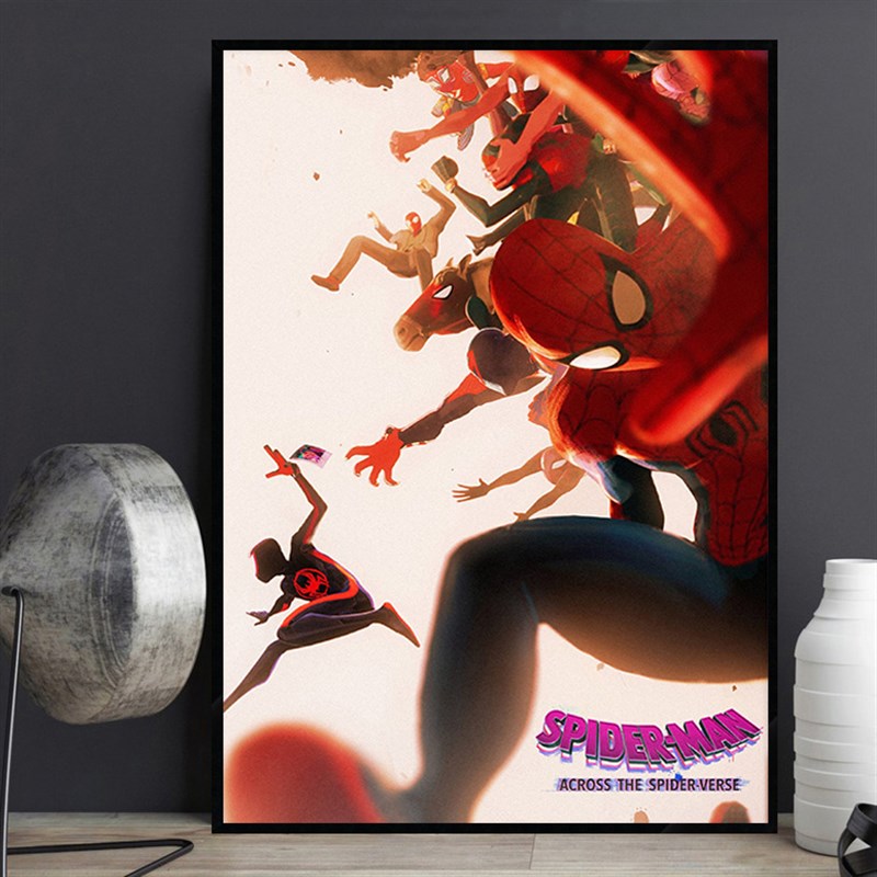 蜘蛛侠纵横宇宙平行宇宙电影海报装饰画卡通动画儿童房床头墙挂画