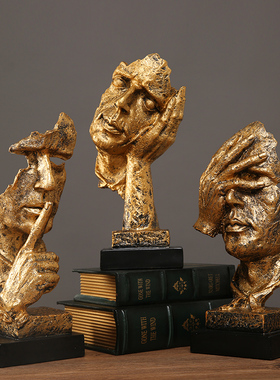 沉默是金雕塑抽象艺术客厅酒柜办公室家居装饰书房书柜工艺品