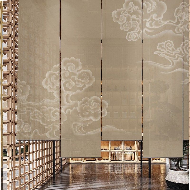 东方美学新悬挂式遮光屏风隔断玄关客厅茶室卷帘窗帘定制祥云,居家布艺,卷帘,淘宝优惠券,粉丝福利购,淘宝优惠卷