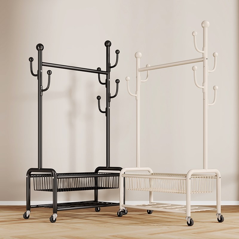 挂衣架落地卧室家用室内可移动晾衣架子阳台小型晾衣杆简易衣帽架