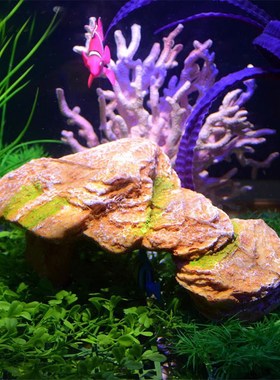 乌龟晒台爬台水族箱用品宠物爬坡晒背台躲避穴鱼缸假山造景装饰品