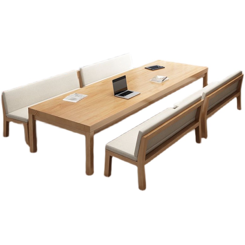 实木多人会议桌大板书桌休闲学习沙发椅长桌子工作台