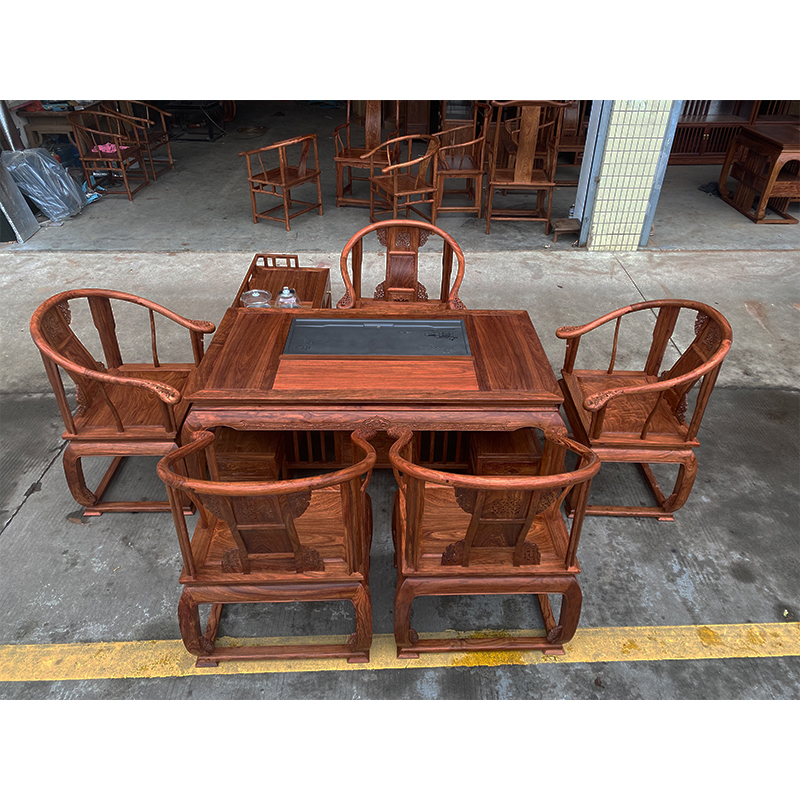 红木家具全刺猬紫檀原木干泡茶桌功夫茶台一桌五椅茶几花梨木家具