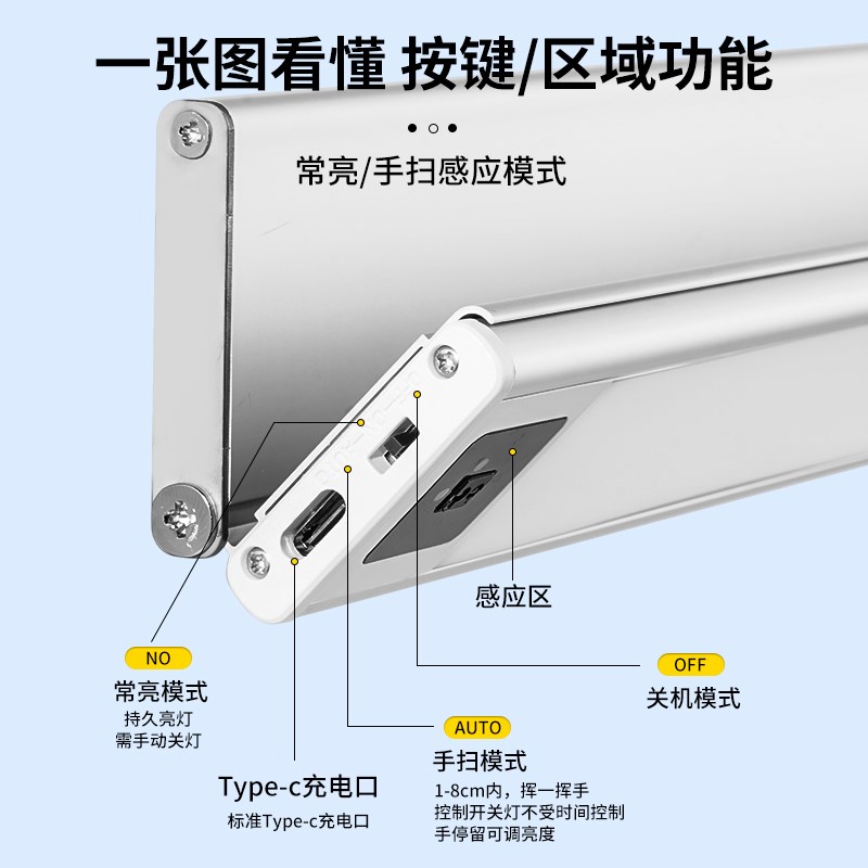 岁艺学习护眼台灯学生儿童书桌阅读灯条挂壁式吸顶磁吸无影灯